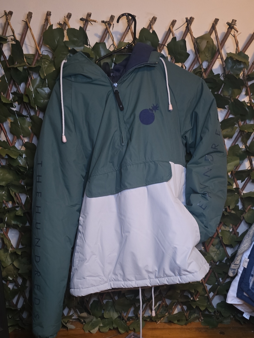 The Hundreds Forest Green and Light Gray Pullover Windbreaker